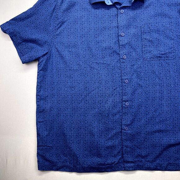Nat Nast Luxury Originals Shirt Mens XL Blue Short Sleeve Geometric Print Btn Up - Picture 4 of 16